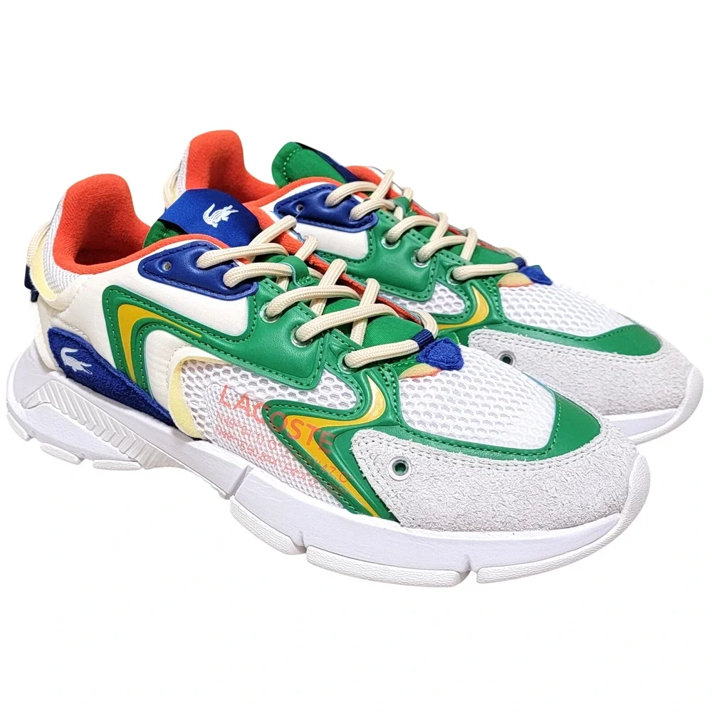 Lacoste L003 Neo Low Top Chunky Fashion Sneakers Size US 9.5 White Green Blue